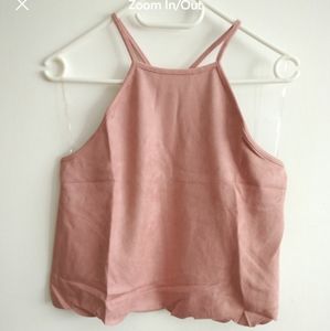 NWOT Blush Rose Suede Scallop Crop Top Racerback Summer Beach Soft Faux